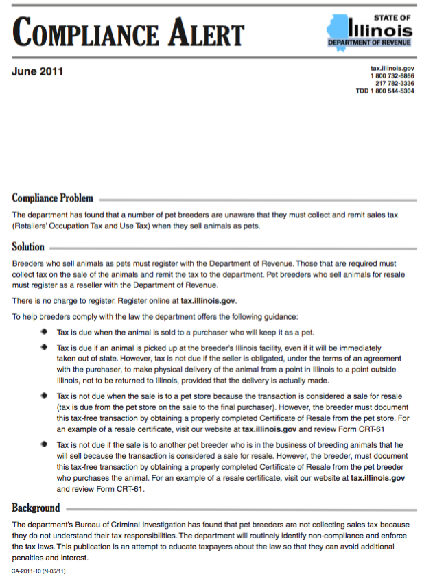 Illinois Sales Tax Info